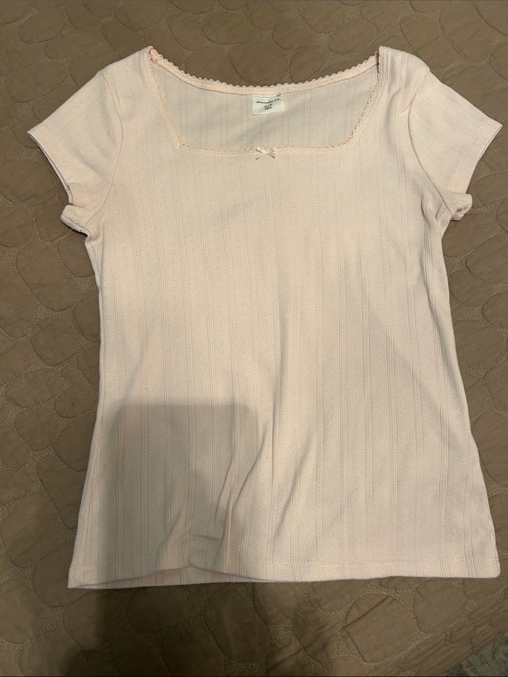 abercrombie kids Pale Pink Short Sleeve Scoop Neck Top with Bow